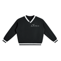 V-Neck Contrast Collar Boxy Sweatshirt ODMPOD