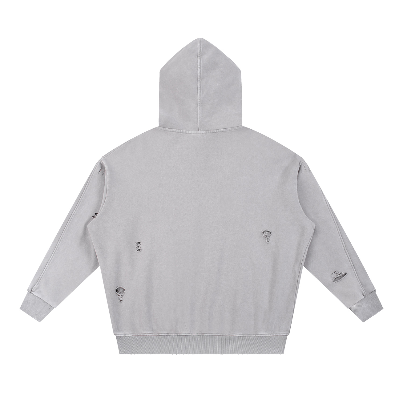Snow Washed Distressed Panel Pocket Hoodie ODMPOD