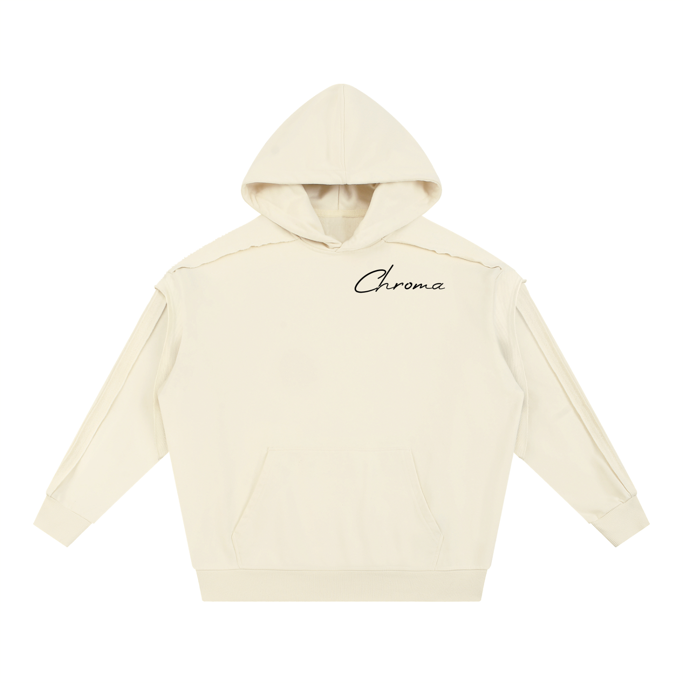 Contrast Tape Raw Edge Double Layered Hoodie ODMPOD