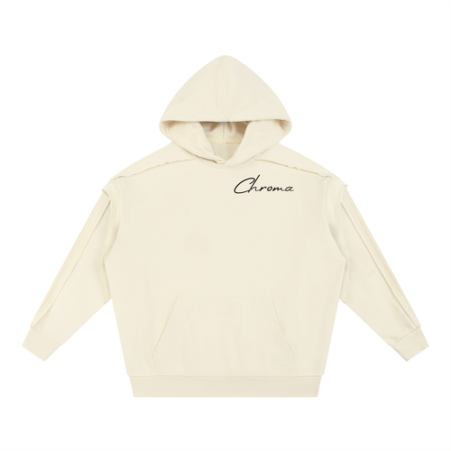 Contrast Tape Raw Edge Double Layered Hoodie ODMPOD