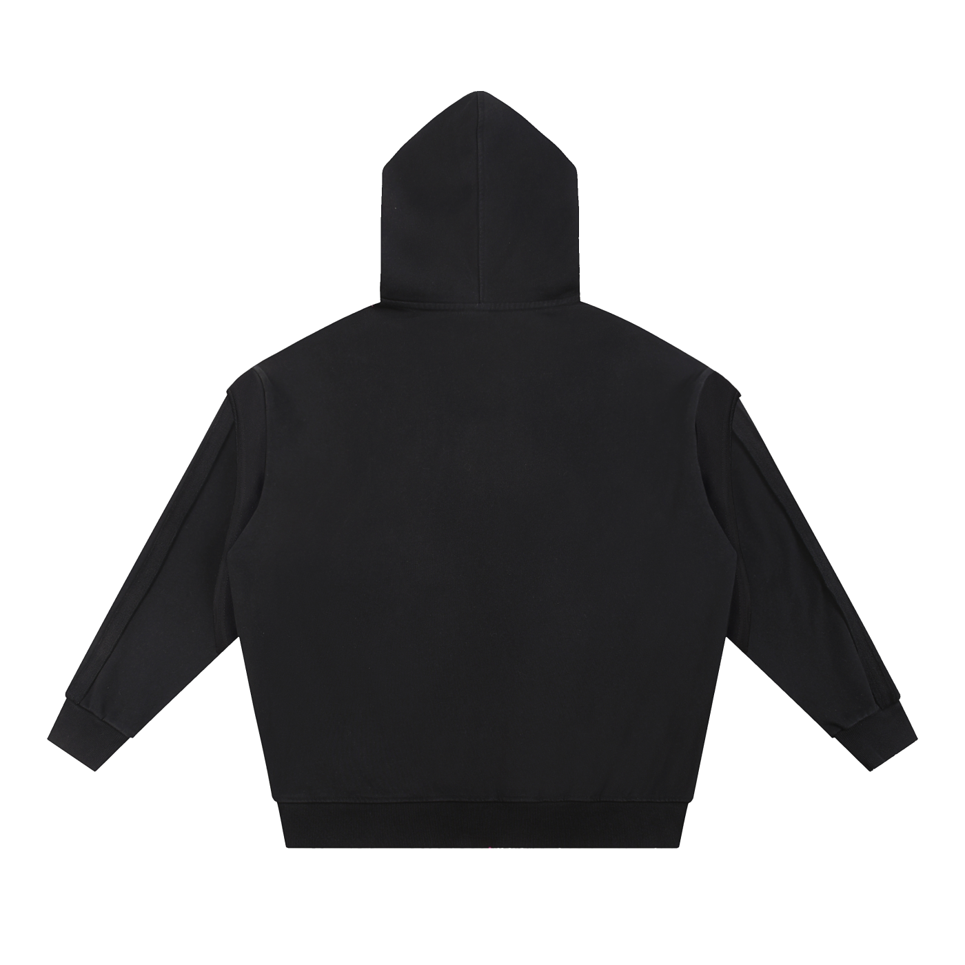 Contrast Tape Raw Edge Double Layered Zip Hoodie ODMPOD