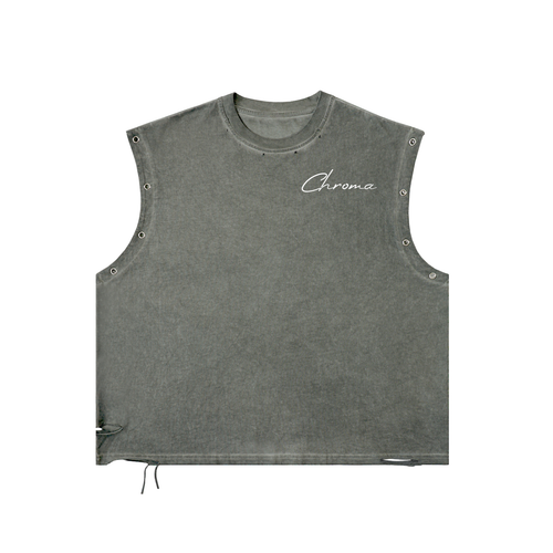 Distressed Grommet Eyelet Tank Top ODMPOD
