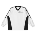 Color-Block V-Neck Long-Sleeve T-Shirt ODMPOD
