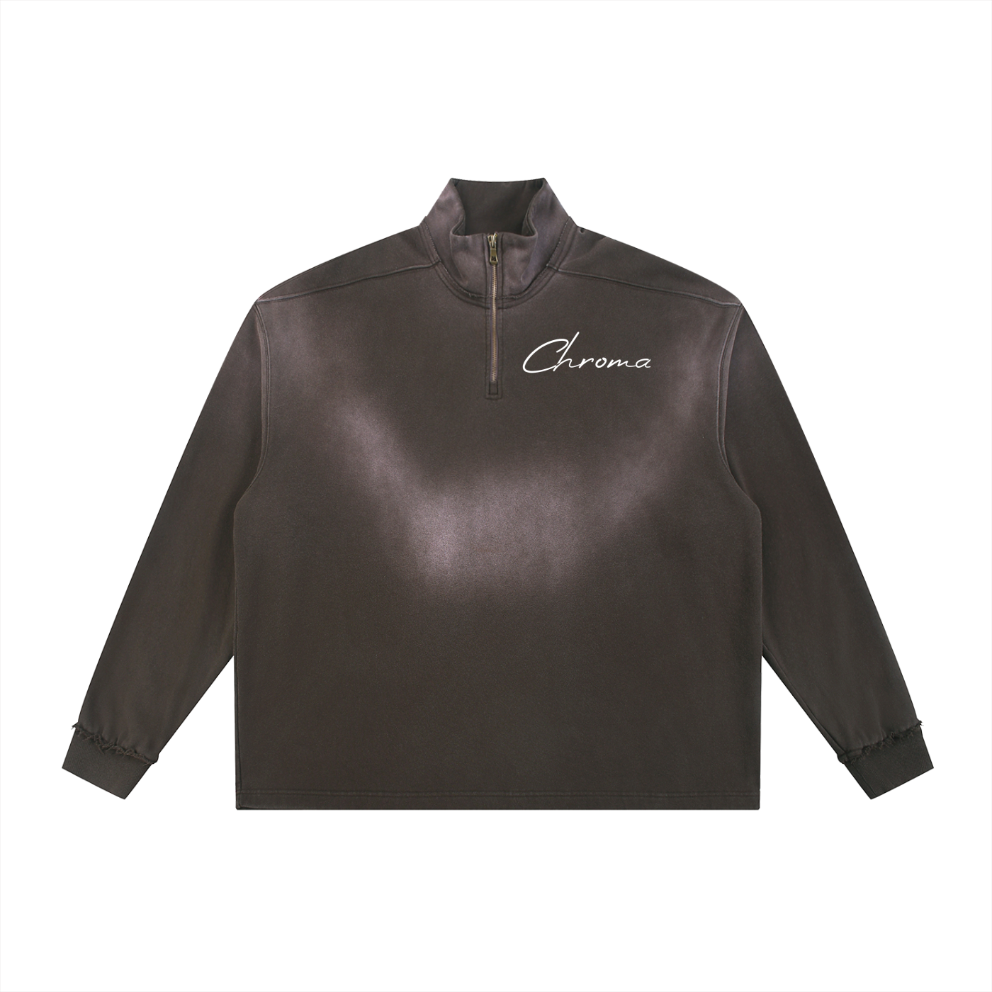 Sun Fade Raw Edge Quarter-Zip Sweatshirt ODMPOD