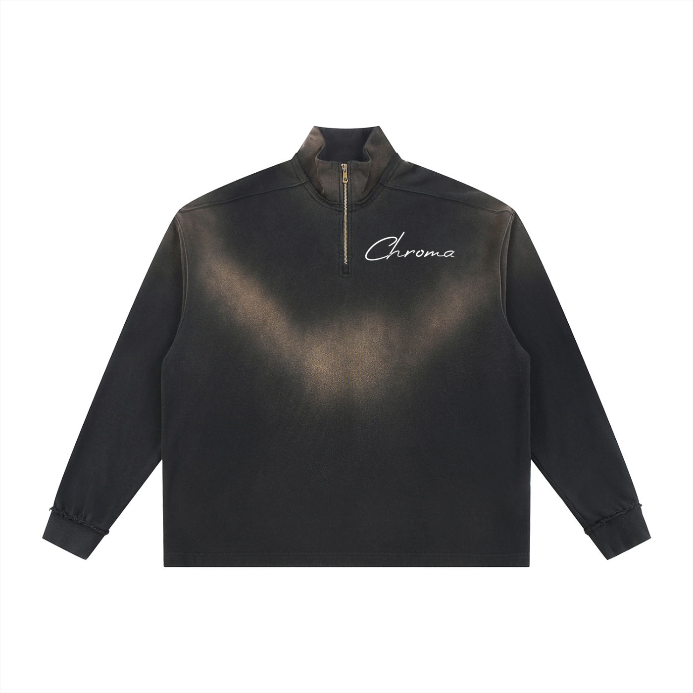 Sun Fade Raw Edge Quarter-Zip Sweatshirt ODMPOD