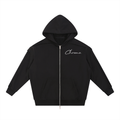 Contrast Tape Raw Edge Double Layered Zip Hoodie ODMPOD