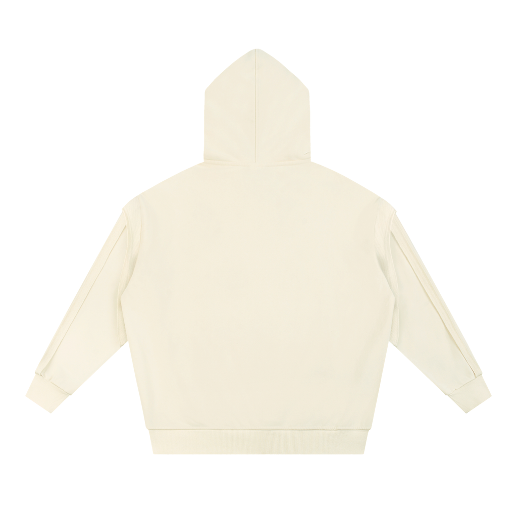 Contrast Tape Raw Edge Double Layered Zip Hoodie ODMPOD