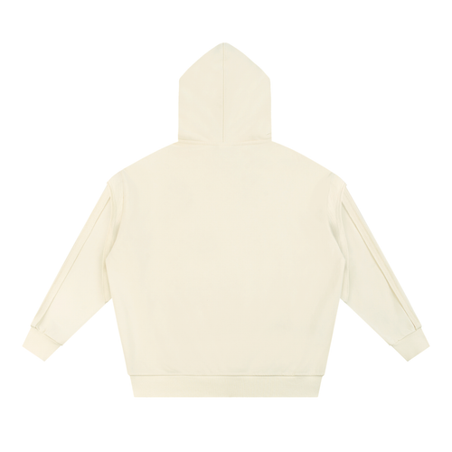 Contrast Tape Raw Edge Double Layered Zip Hoodie ODMPOD