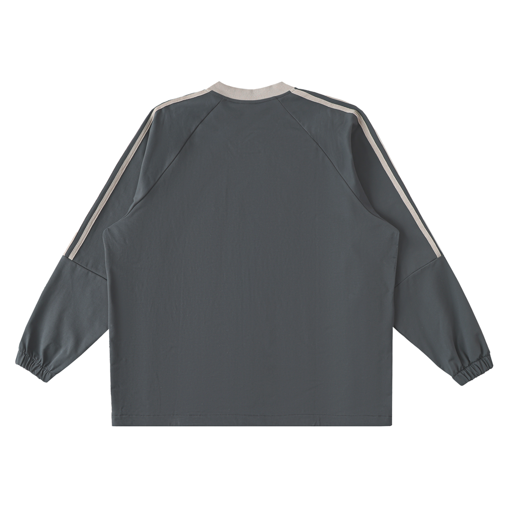 Color-Block V-Neck Long-Sleeve T-Shirt ODMPOD