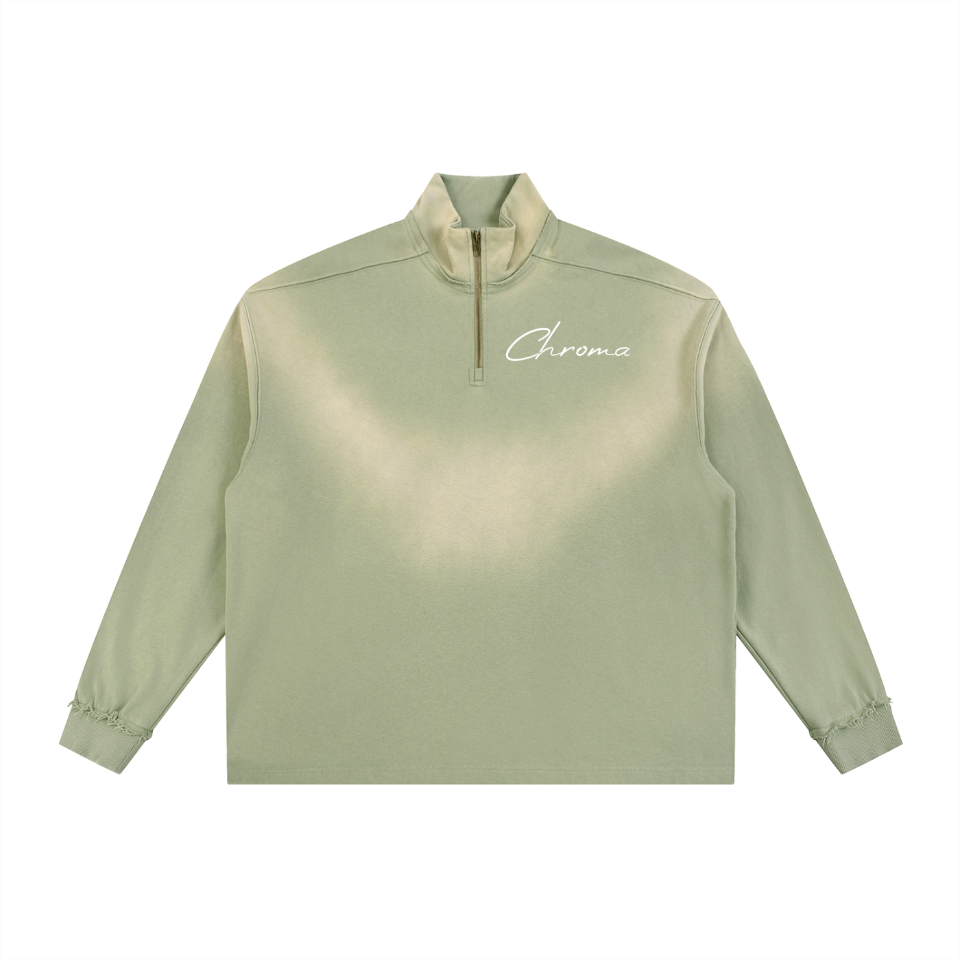 Sun Fade Raw Edge Quarter-Zip Sweatshirt ODMPOD