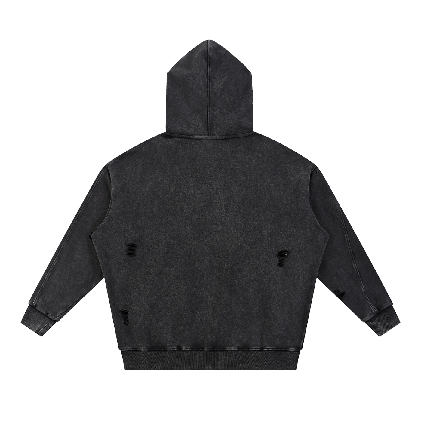 Snow Washed Distressed Panel Pocket Hoodie ODMPOD