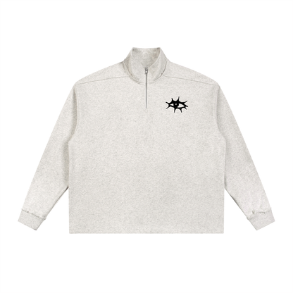 Half-Zip Rolled Edge Fleece Sweatshirt