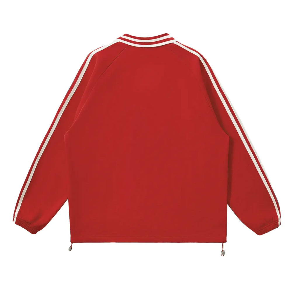 Contrast Striped Lapel Collar Sweatshirt ODMPOD