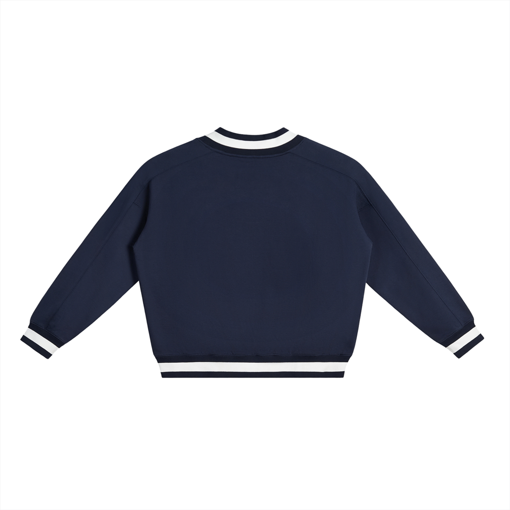 V-Neck Contrast Collar Boxy Sweatshirt ODMPOD