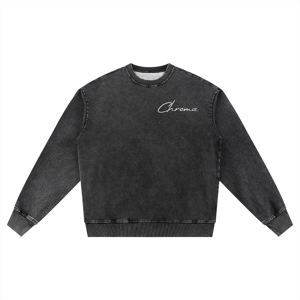 Snow Wash Oversized Crewneck Sweatshirt ODMPOD