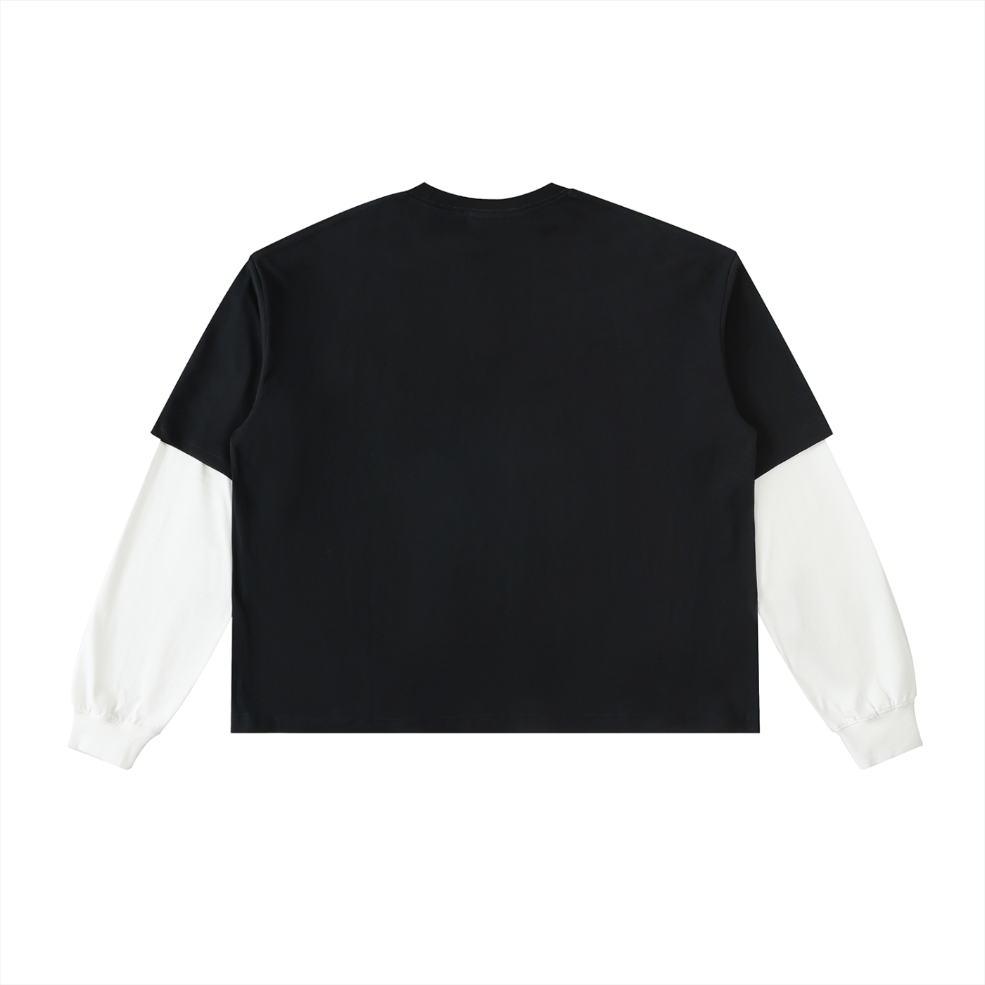Layered Contrast Sleeve Cotton T-Shirt ODMPOD