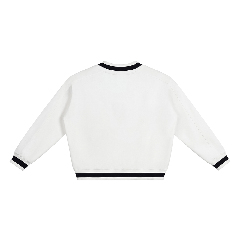 V-Neck Contrast Collar Boxy Sweatshirt ODMPOD
