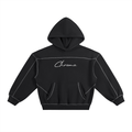 Contrast-Stitched Boxy Fleece Hoodie ODMPOD