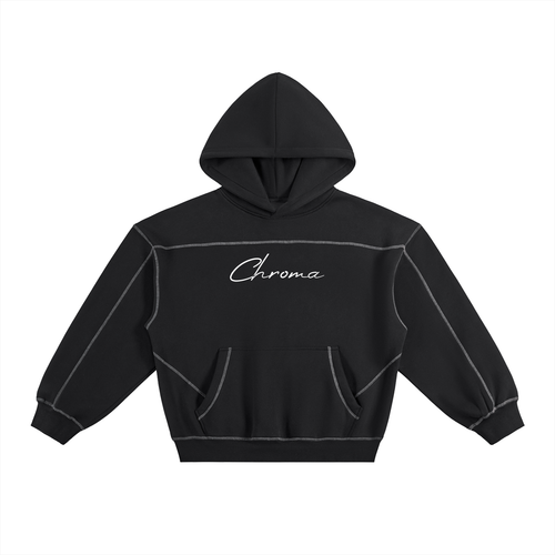 Contrast-Stitched Boxy Fleece Hoodie ODMPOD