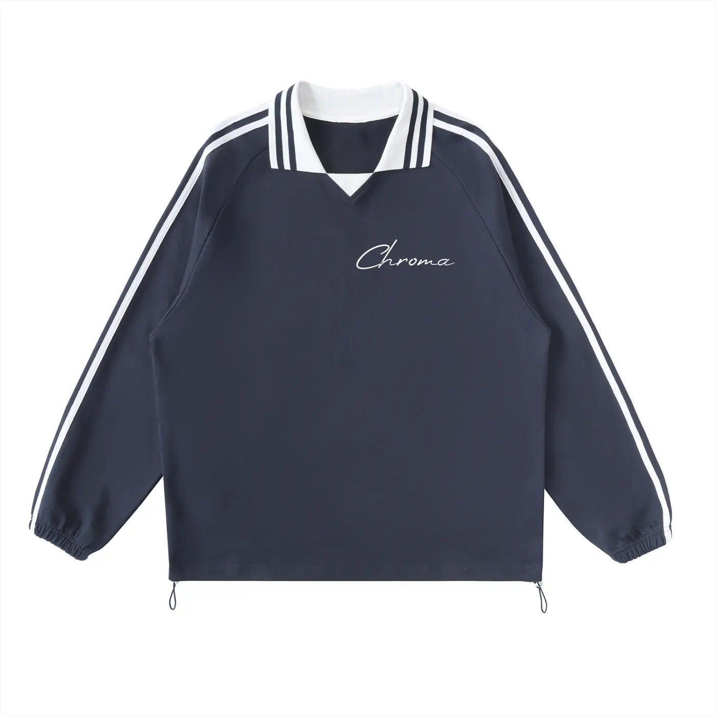 Contrast Striped Lapel Collar Sweatshirt ODMPOD