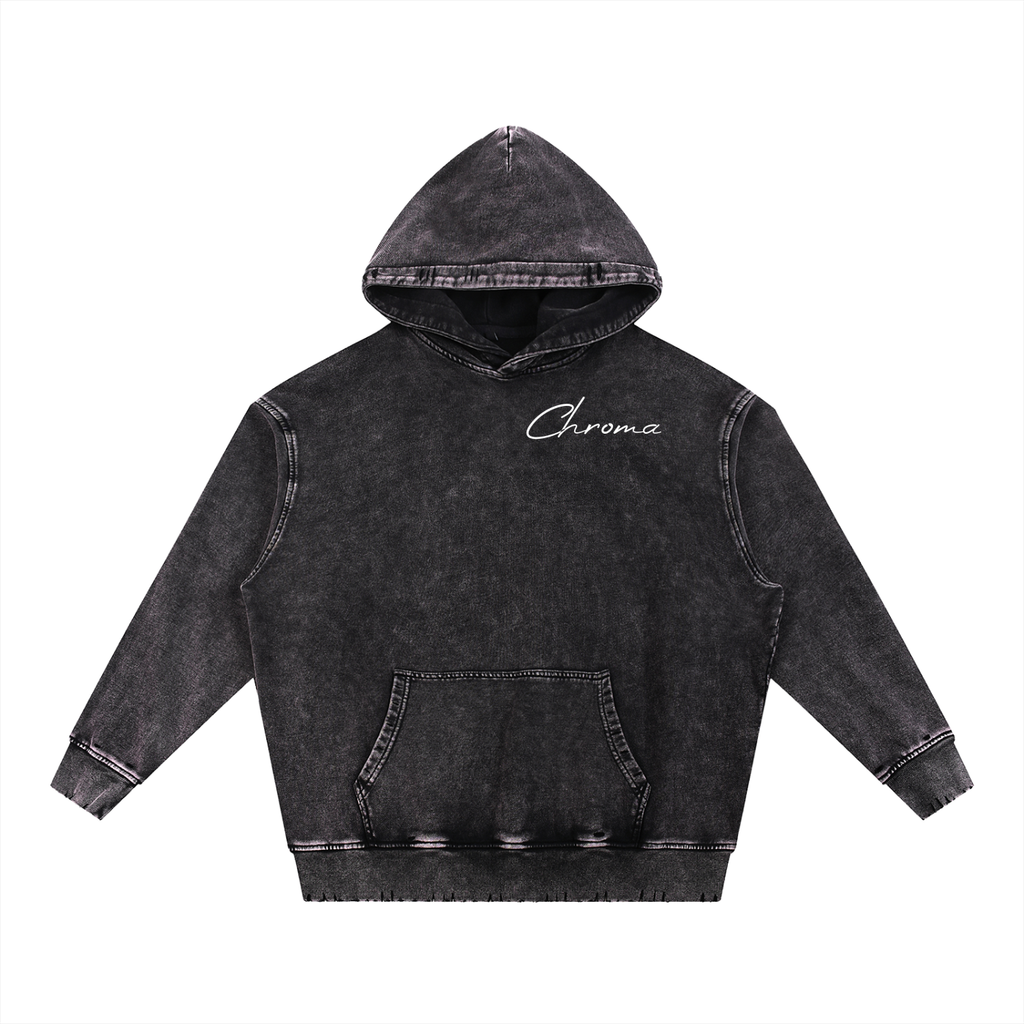 Snow Wash Hand-Frayed Heavyweight  Hoodie ODMPOD