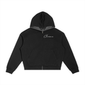 Contrast Plaid Boxy Zip Hoodie ODMPOD