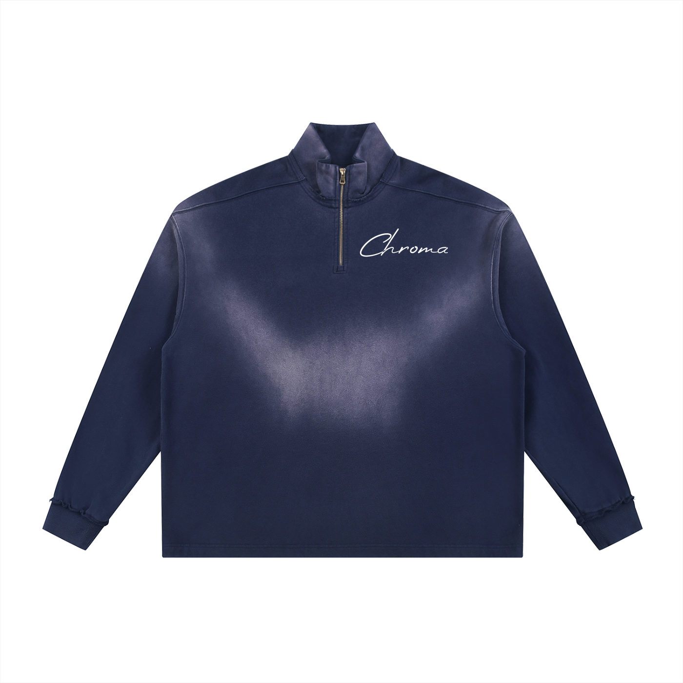 Sun Fade Raw Edge Quarter-Zip Sweatshirt ODMPOD