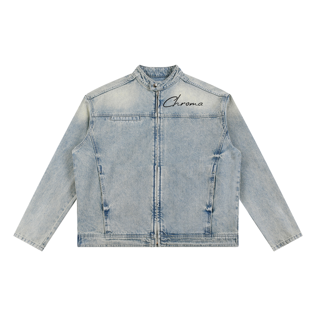 Vintage Wash Zip Denim Jacket ODMPOD