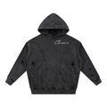 Snow Washed Distressed Panel Pocket Hoodie ODMPOD