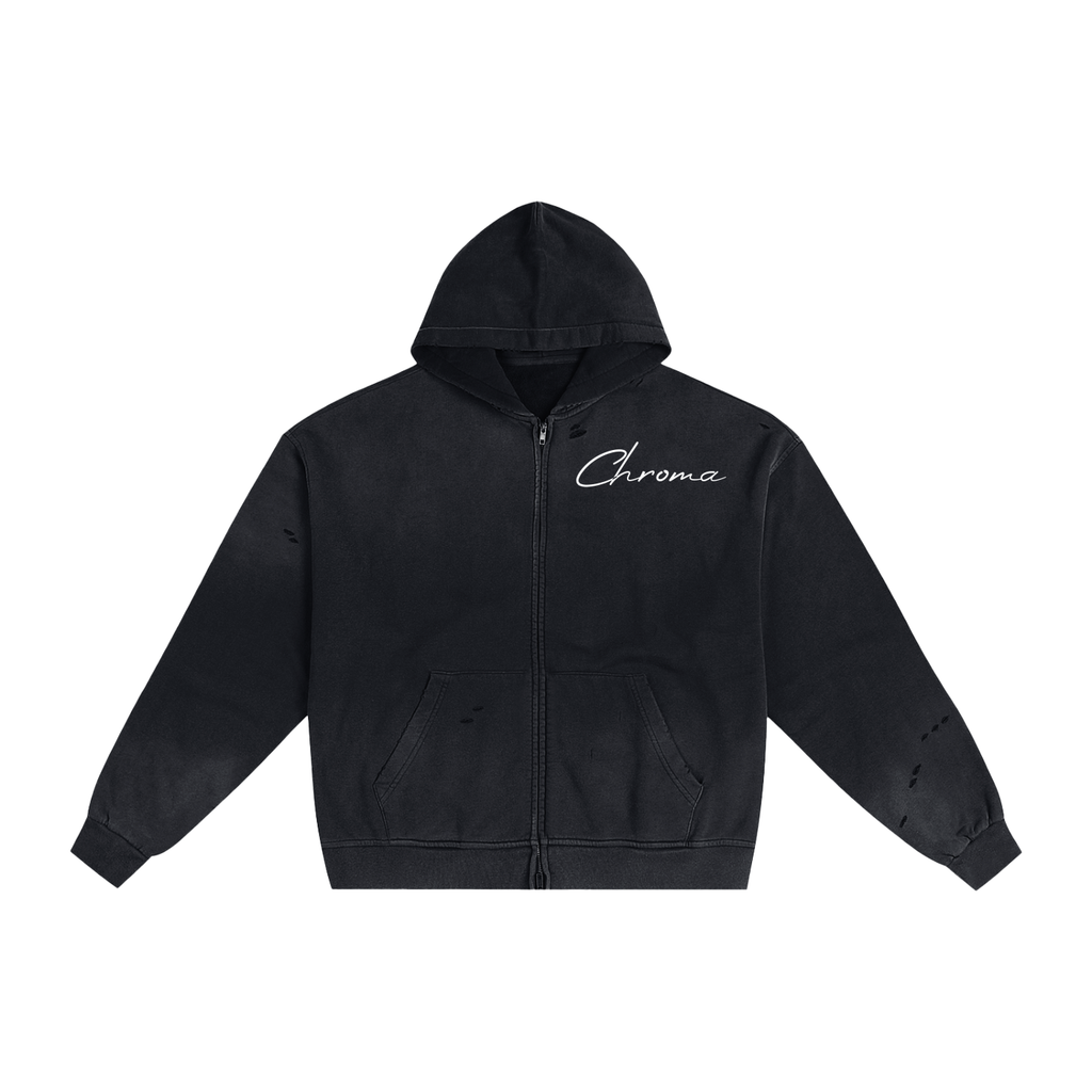 Hand-Frayed Sunfade Zip Hoodie ODMPOD