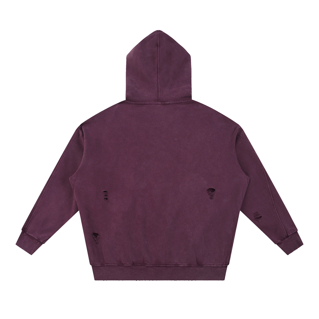 Snow Washed Distressed Panel Pocket Hoodie ODMPOD