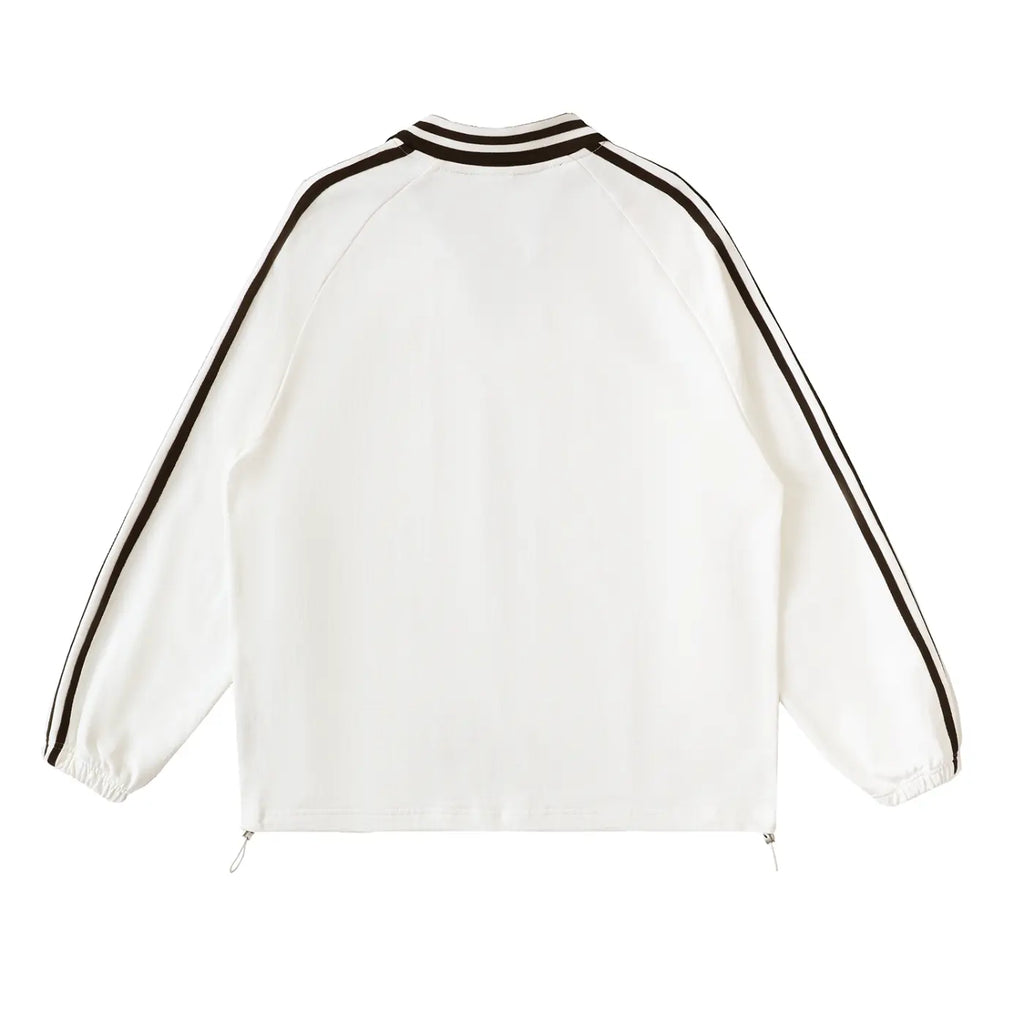 Contrast Striped Lapel Collar Sweatshirt ODMPOD