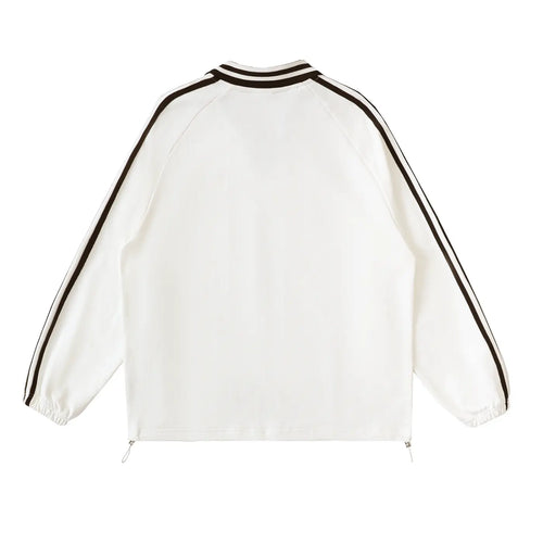 Contrast Striped Lapel Collar Sweatshirt ODMPOD
