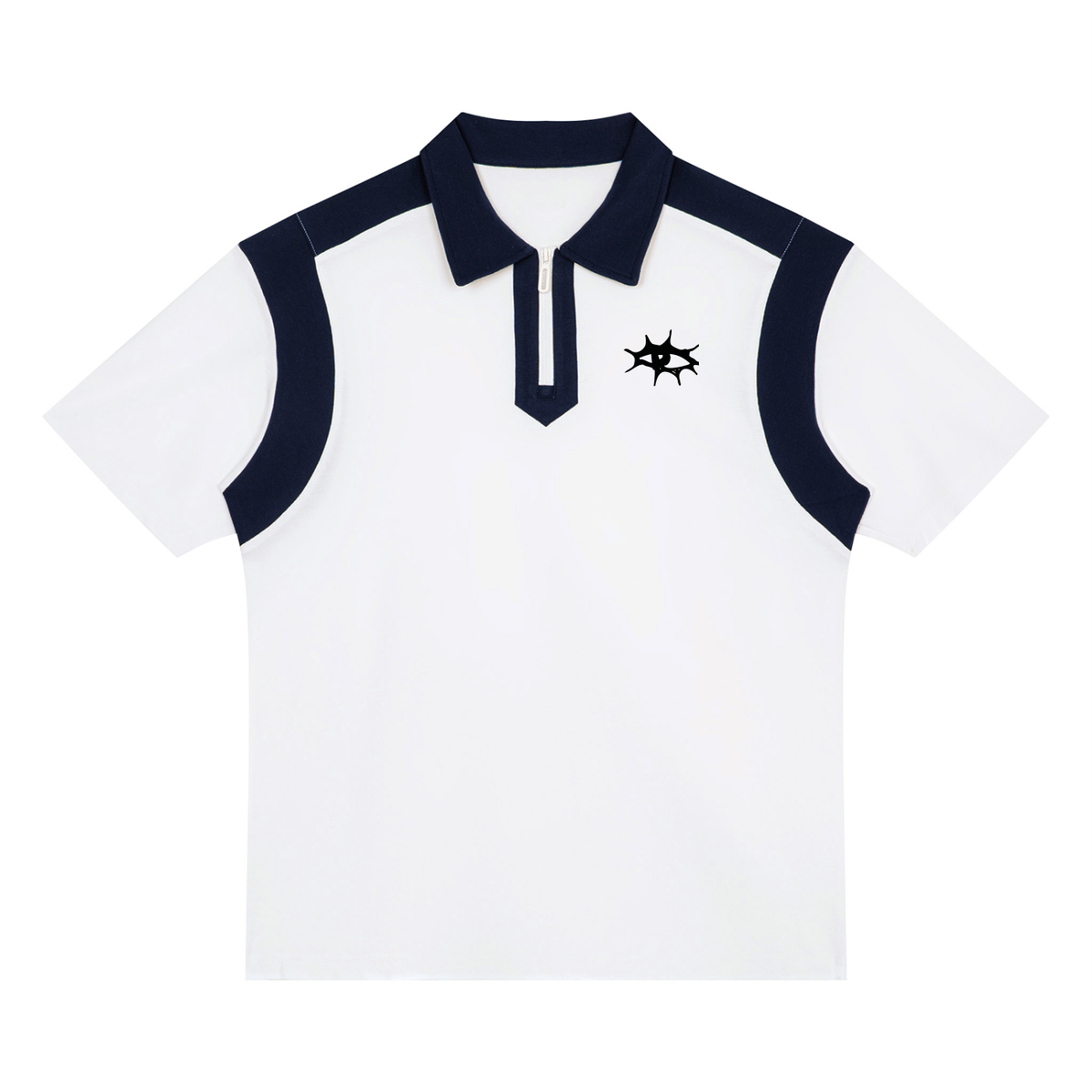 Unisex Color Block Quarter Zip Polo Shirt
