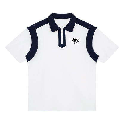 Unisex Color Block Quarter Zip Polo Shirt