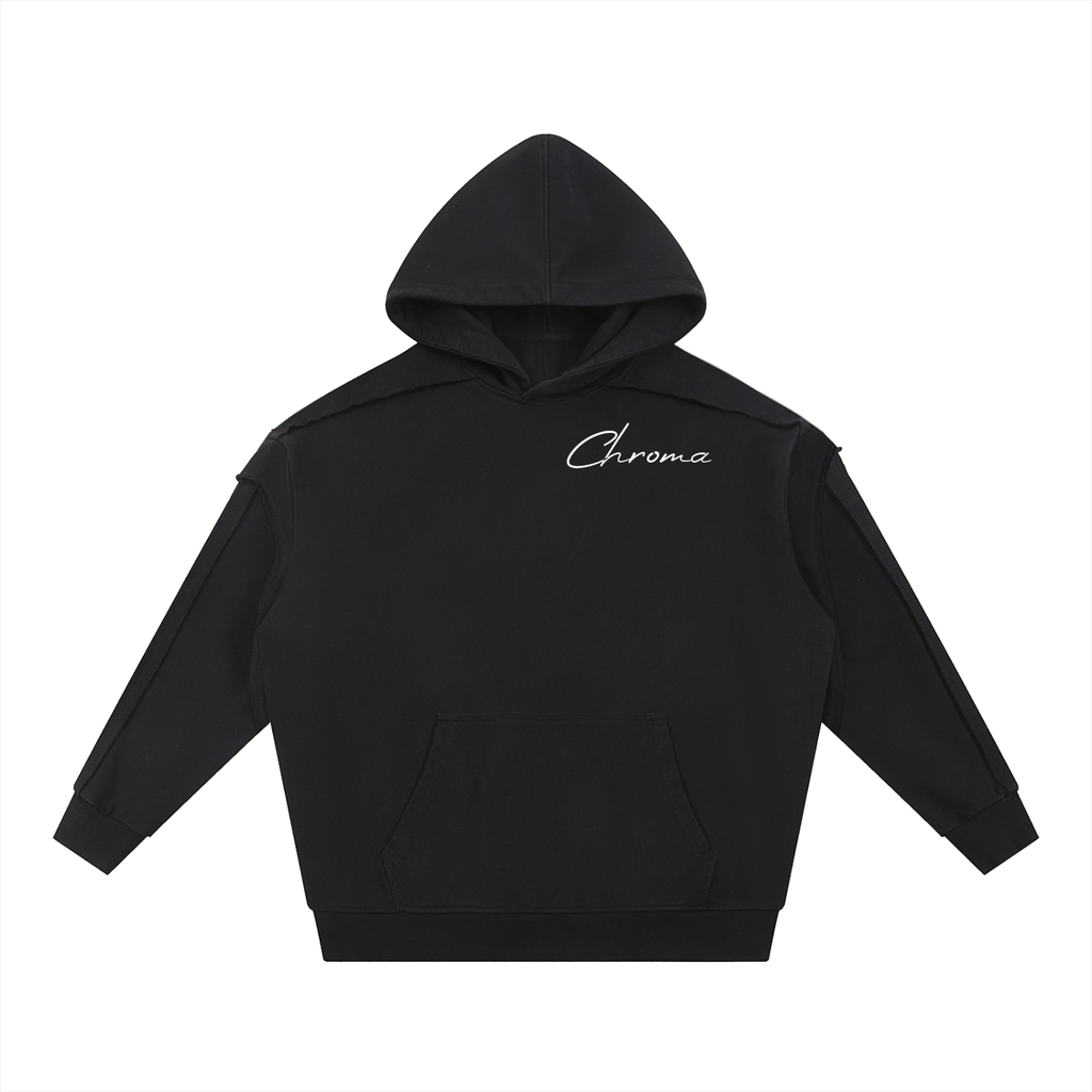 Contrast Tape Raw Edge Double Layered Hoodie ODMPOD