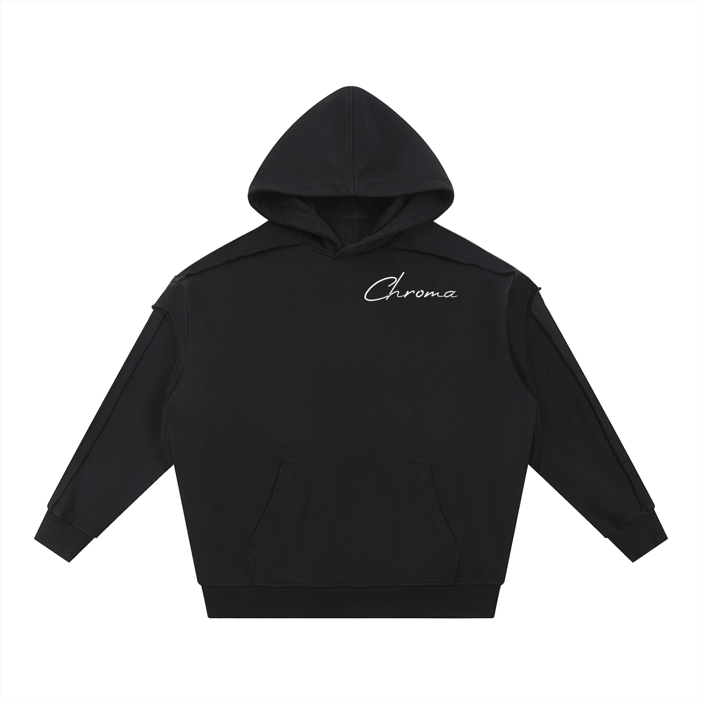 Contrast Tape Raw Edge Double Layered Hoodie ODMPOD