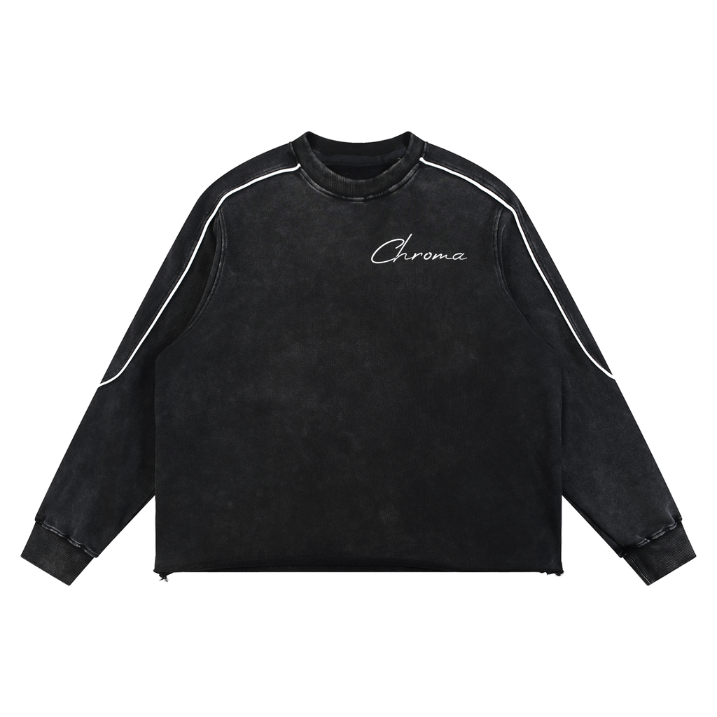 Mineral Wash Piping Raw Hem Sweatshirt ODMPOD