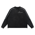 Mineral Wash Piping Raw Hem Sweatshirt ODMPOD