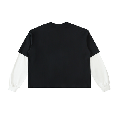 Layered Contrast Sleeve Cotton T-Shirt