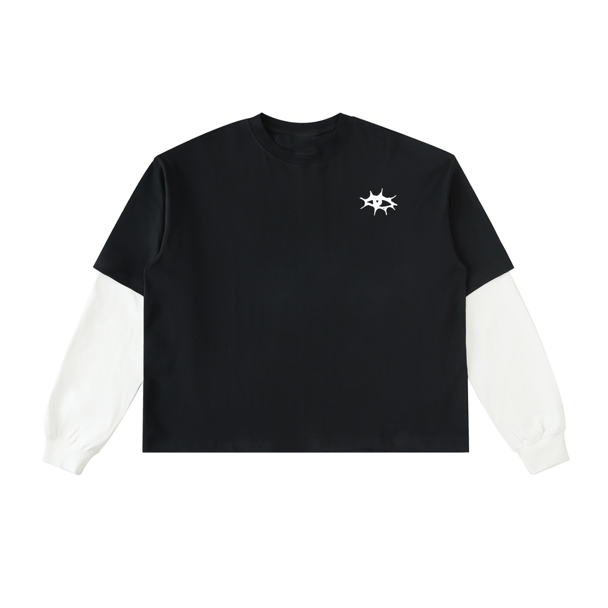 Layered Contrast Sleeve Cotton T-Shirt
