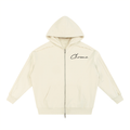 Contrast Tape Raw Edge Double Layered Zip Hoodie ODMPOD