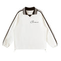 Contrast Striped Lapel Collar Sweatshirt ODMPOD
