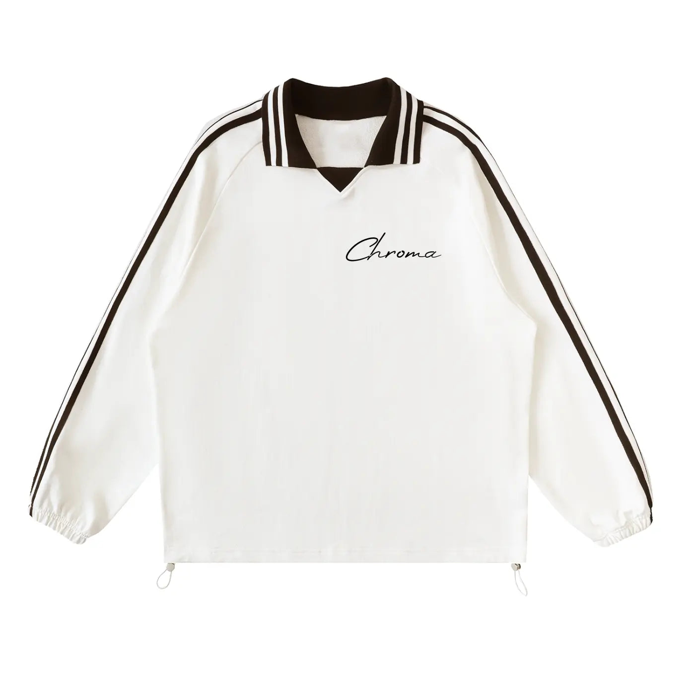 Contrast Striped Lapel Collar Sweatshirt ODMPOD