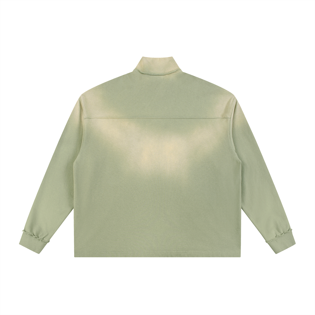 Sun Fade Raw Edge Quarter-Zip Sweatshirt ODMPOD