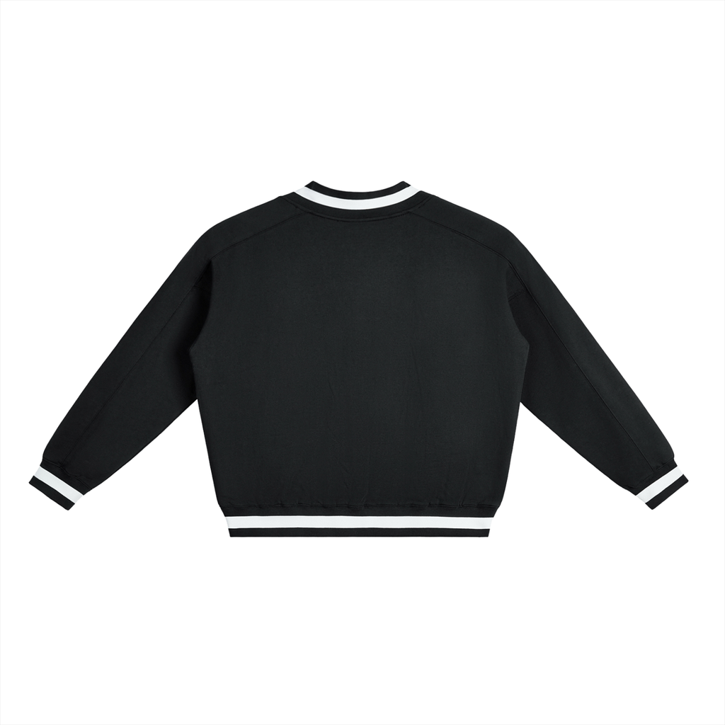 V-Neck Contrast Collar Boxy Sweatshirt ODMPOD