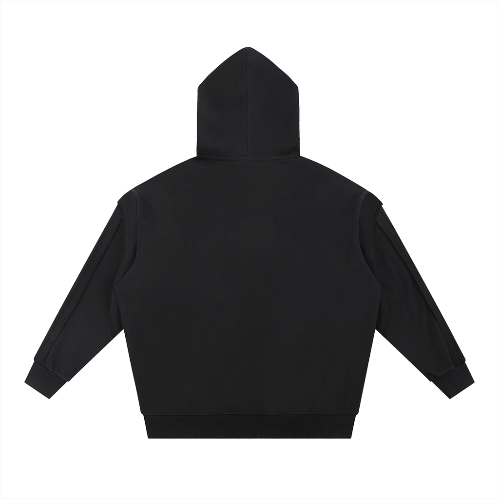 Contrast Tape Raw Edge Double Layered Hoodie ODMPOD