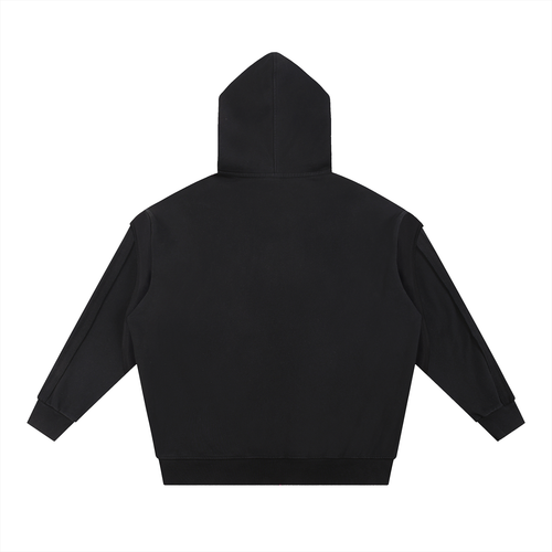 Contrast Tape Raw Edge Double Layered Hoodie ODMPOD