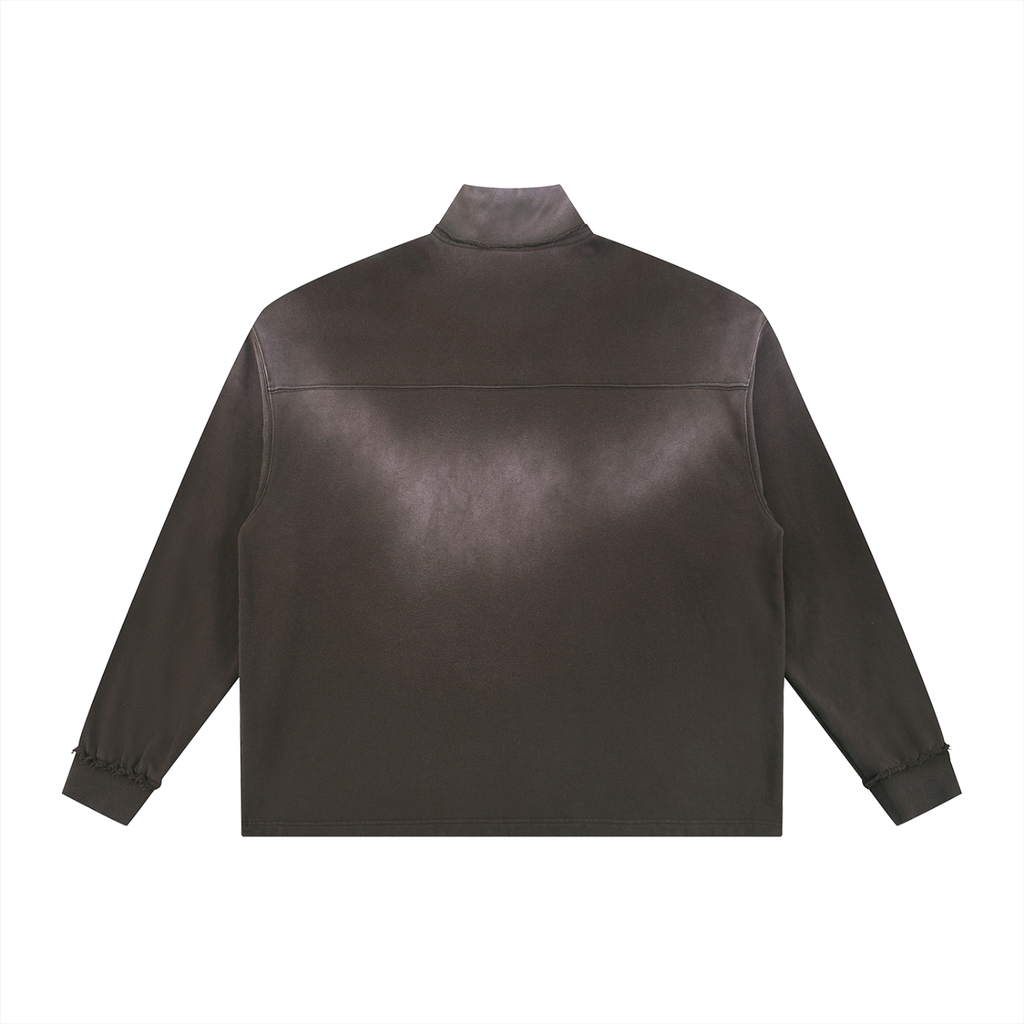 Sun Fade Raw Edge Quarter-Zip Sweatshirt ODMPOD