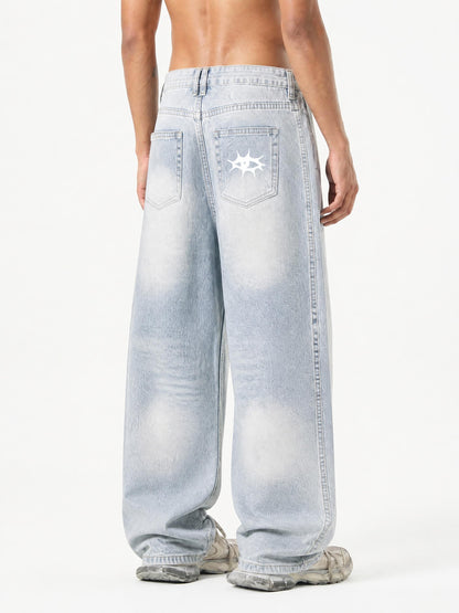 Men's Vintage Wash Sunfade Barrel Leg Jeans